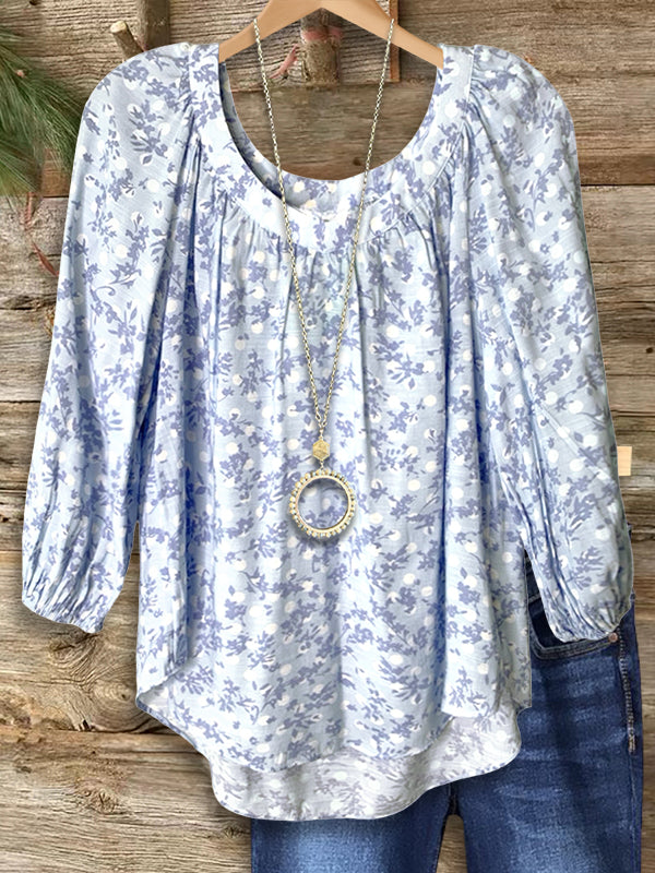 Round Neck Floral Print Blouse