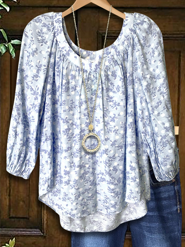 Round Neck Floral Print Blouse