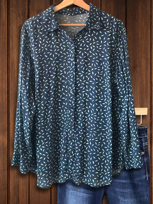 Leaves Print Loose Blouse