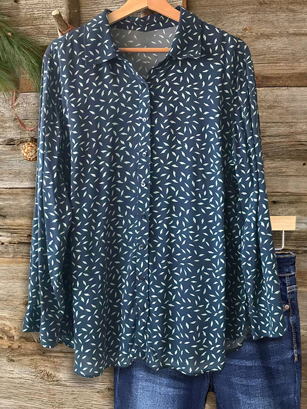 Leaves Print Loose Blouse