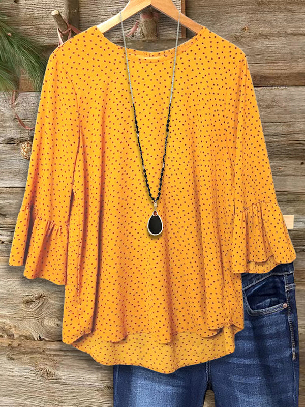 Star Print Ruffle Sleeve Blouse