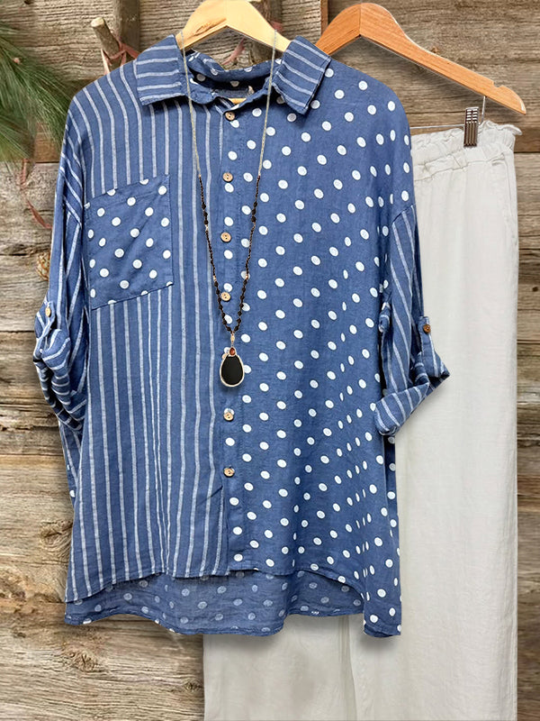 Polka Dot & Striped Patchwork Shirt