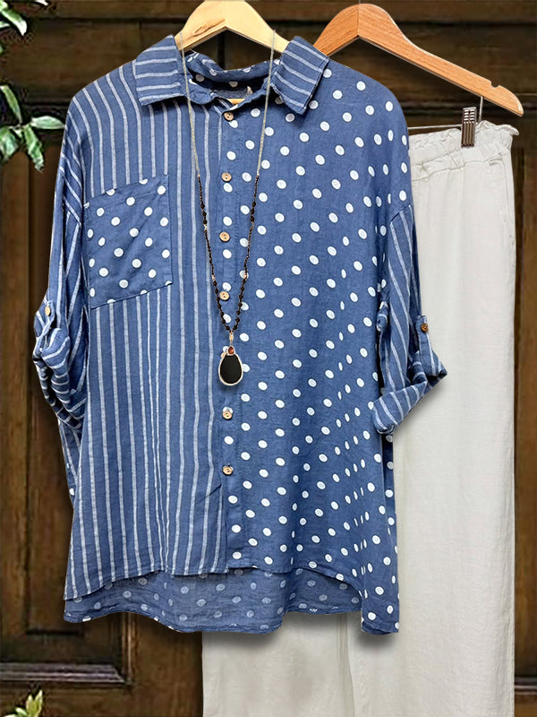 Polka Dot & Striped Patchwork Shirt