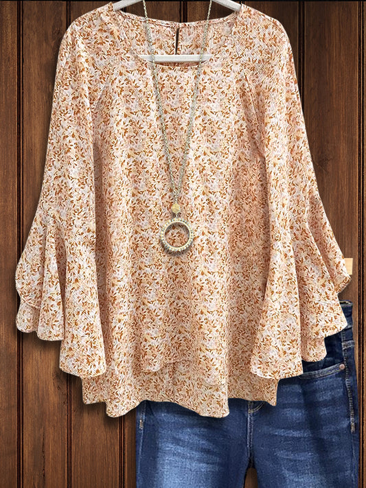 Floral Print Layered Ruffle Blouse