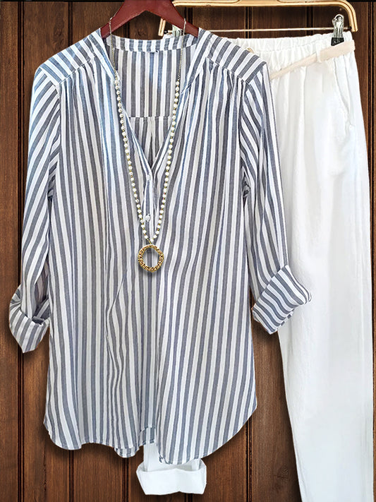 Casual Striped Loose Blouse