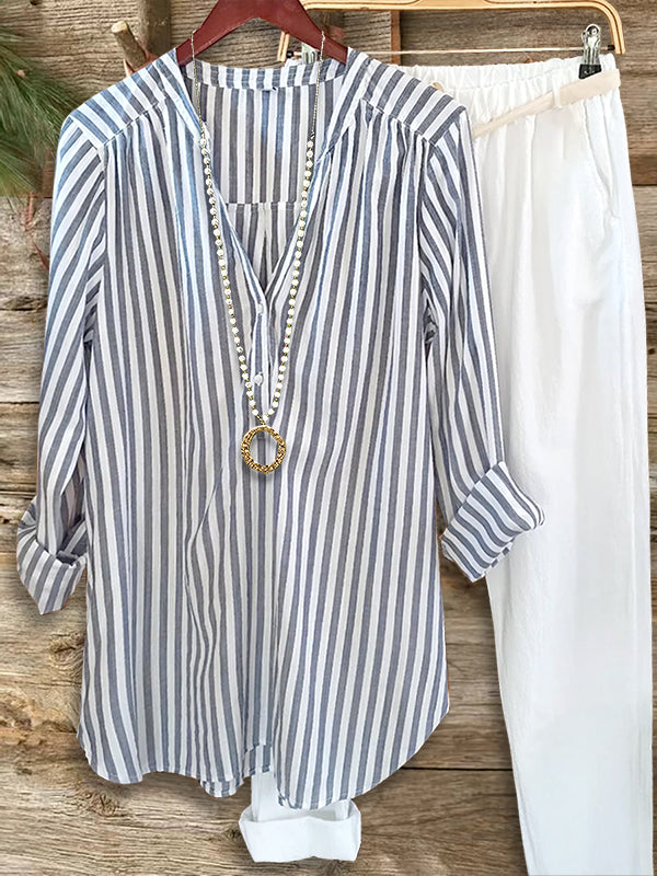 Casual Striped Loose Blouse