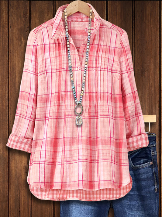 Pretty Pink Plaid Loose Shirt