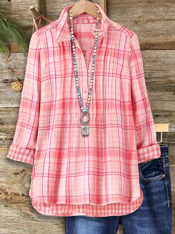 Pretty Pink Plaid Loose Shirt