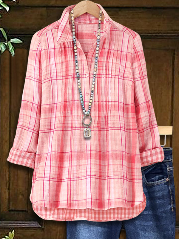 Pretty Pink Plaid Loose Shirt