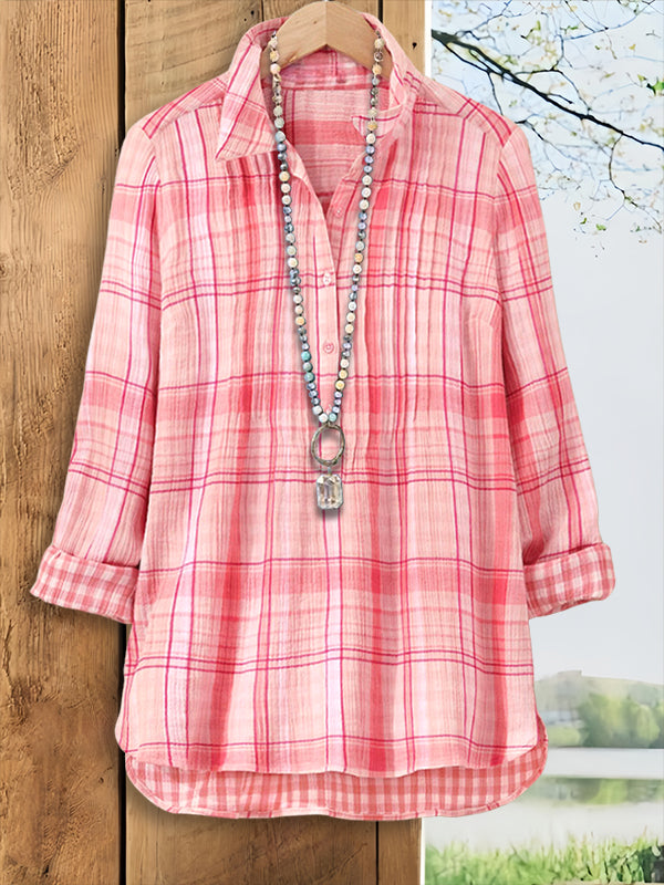 Pretty Pink Plaid Loose Shirt