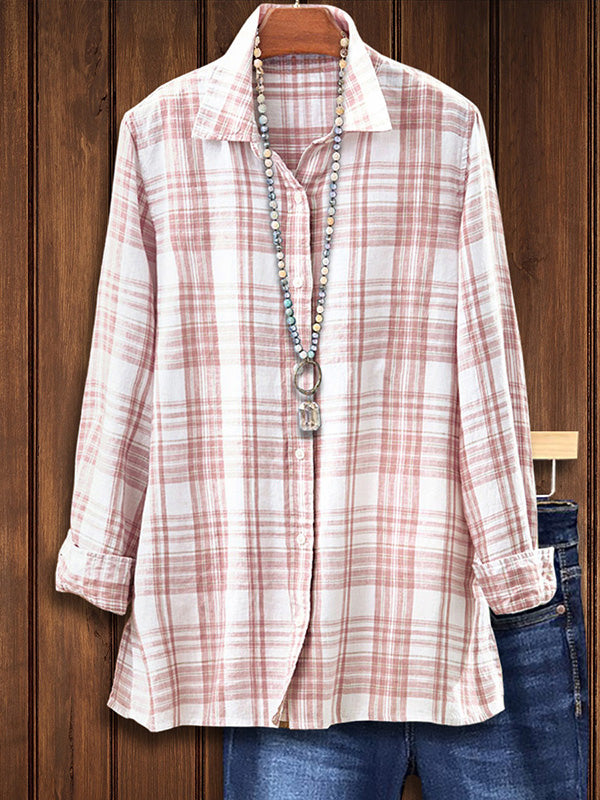 Pink Plaid Loose Casual Shirt