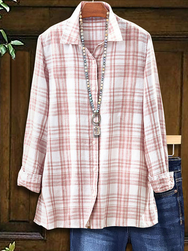 Pink Plaid Loose Casual Shirt