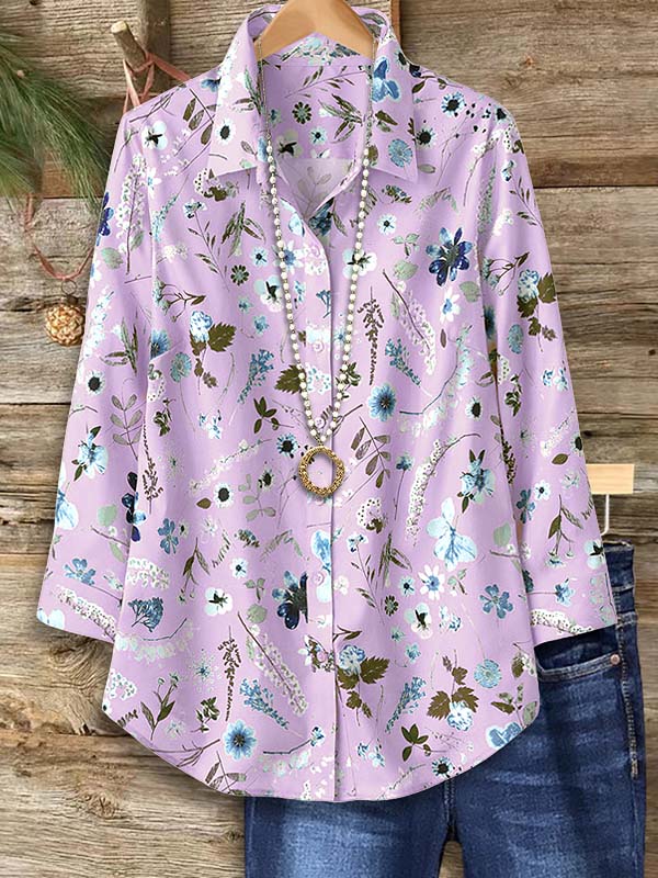 Romantic Nature Print Loose Blouse