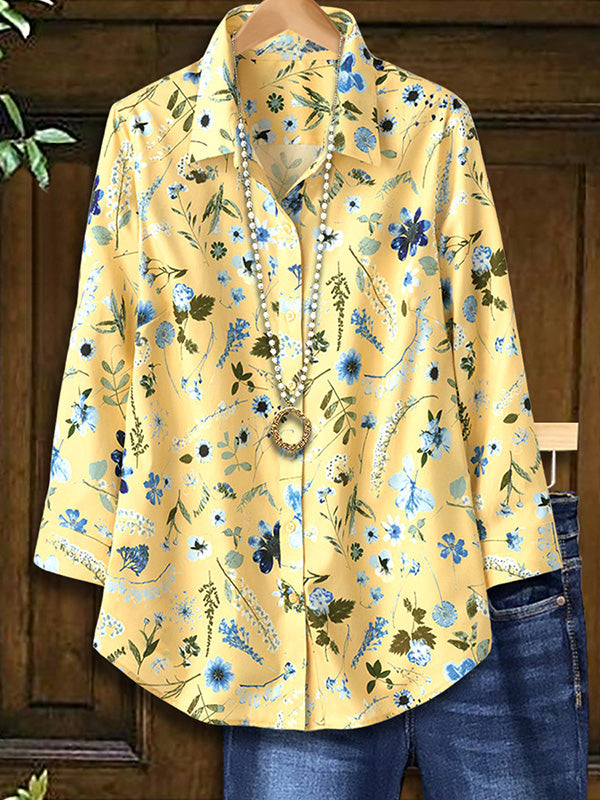 Romantic Nature Print Loose Blouse