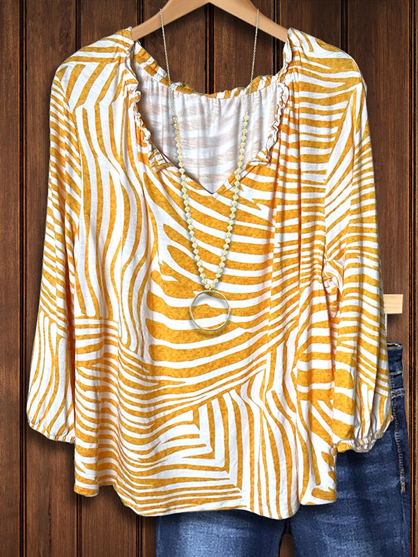 Zebra Print Puff Sleeve Blouse