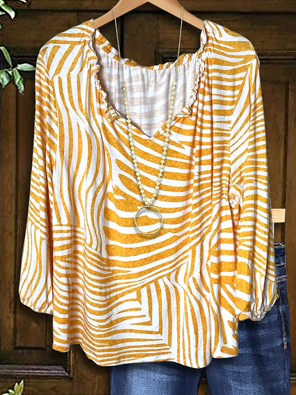 Zebra Print Puff Sleeve Blouse