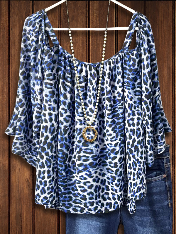 Leopard Print Layered Ruffle Blouse