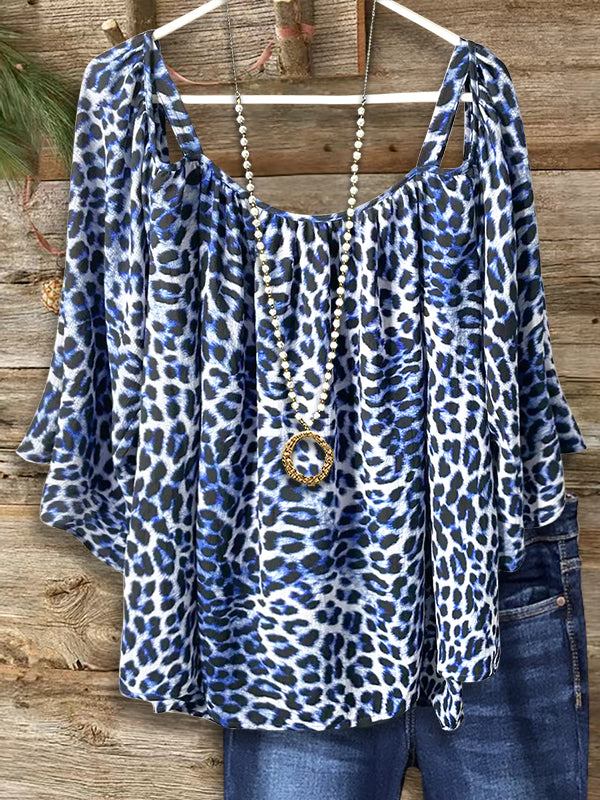 Leopard Print Layered Ruffle Blouse