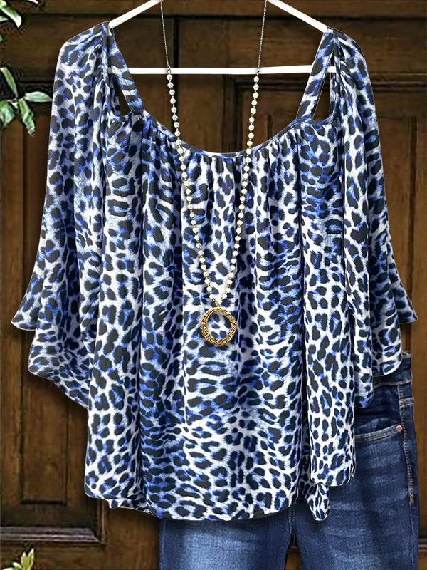 Leopard Print Layered Ruffle Blouse