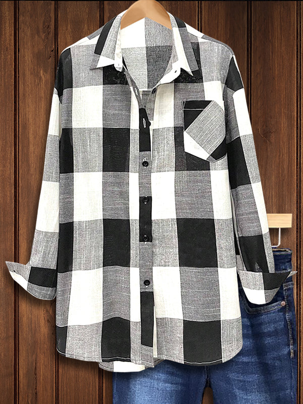 Black & White Plaid Patch Pocket Shirt