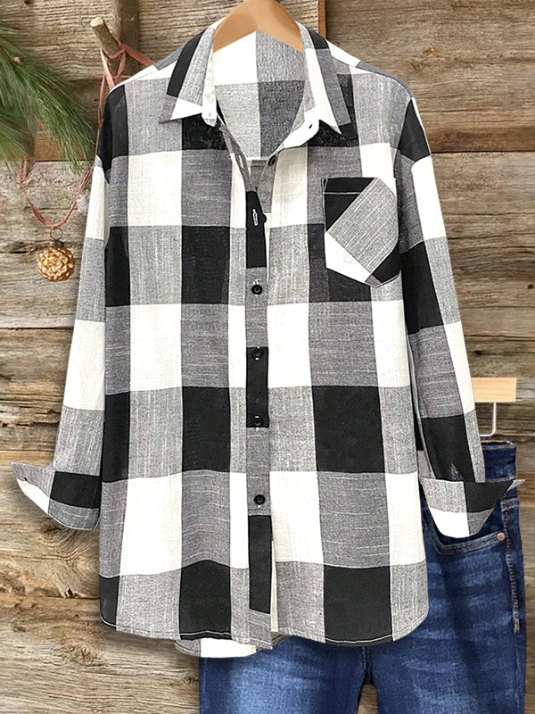 Black & White Plaid Patch Pocket Shirt