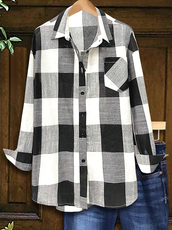 Black & White Plaid Patch Pocket Shirt