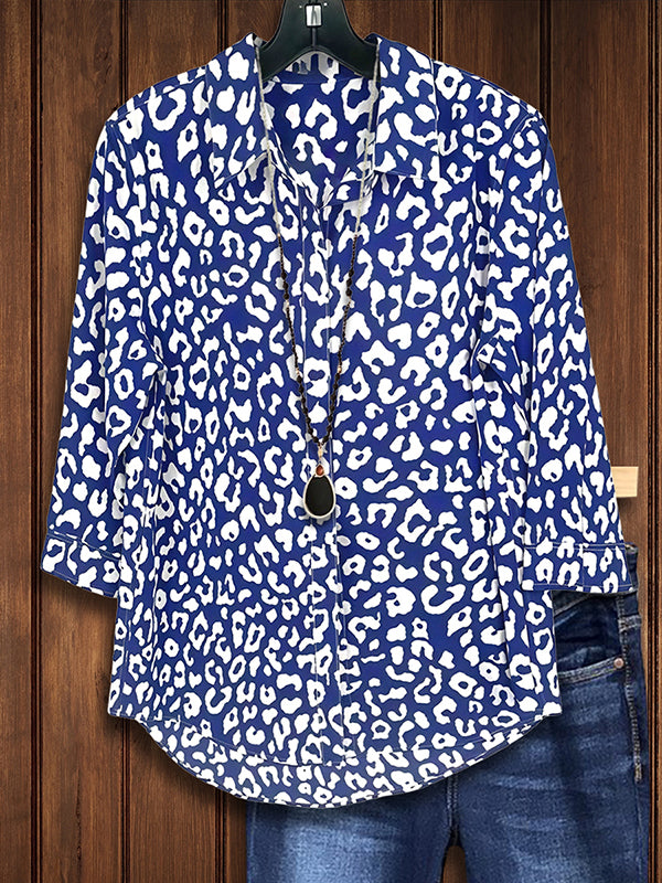 Leopard Print Lapel Loose Shirt