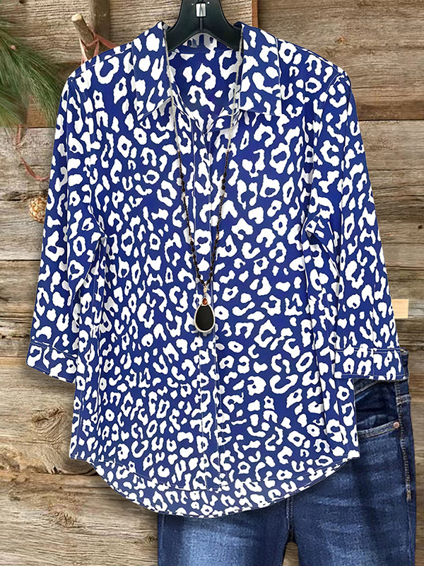 Leopard Print Lapel Loose Shirt