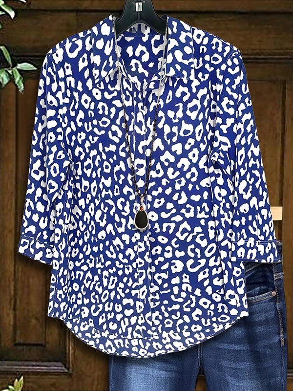 Leopard Print Lapel Loose Shirt