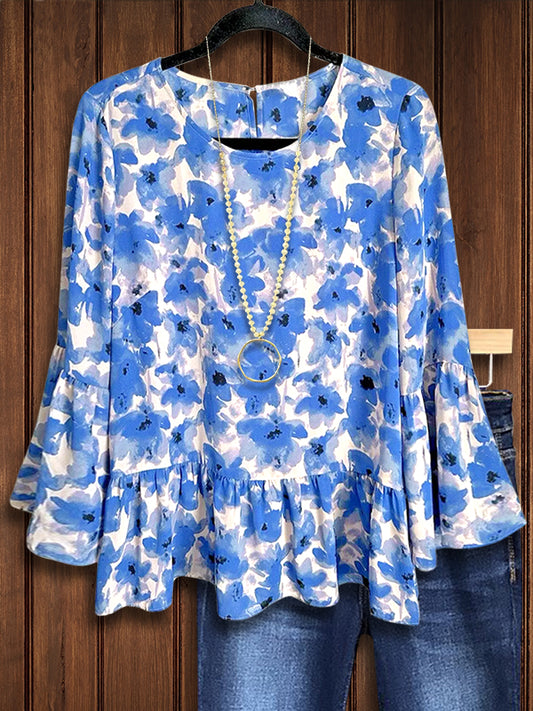 Floral Babydoll Ruffle Blouse