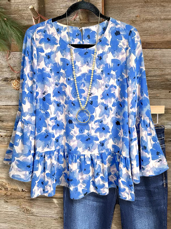 Floral Babydoll Ruffle Blouse