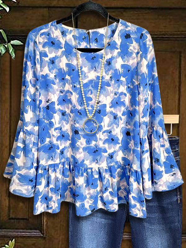 Floral Babydoll Ruffle Blouse