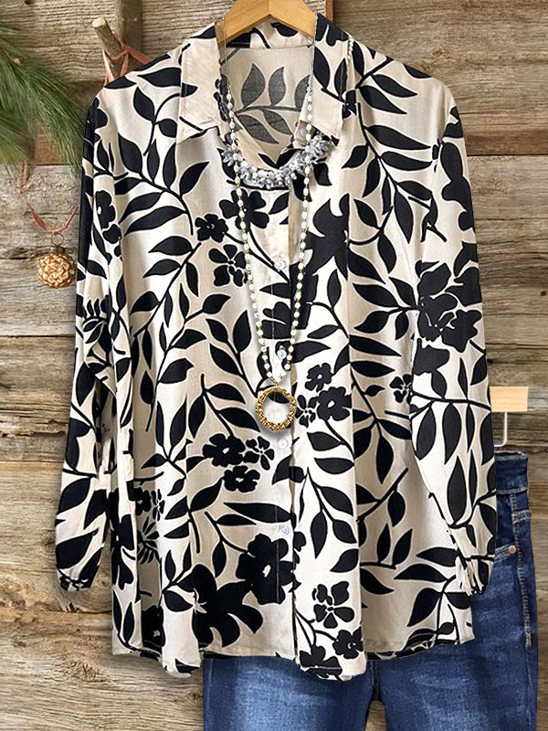 Botanical Print Loose Blouse