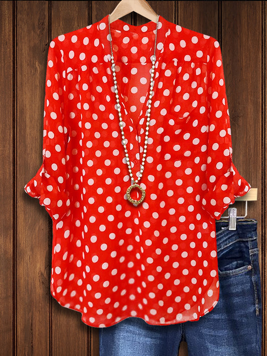 Retro Polka Dot Printed Blouse