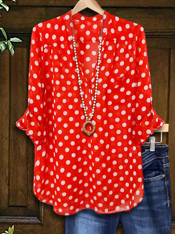 Retro Polka Dot Printed Blouse