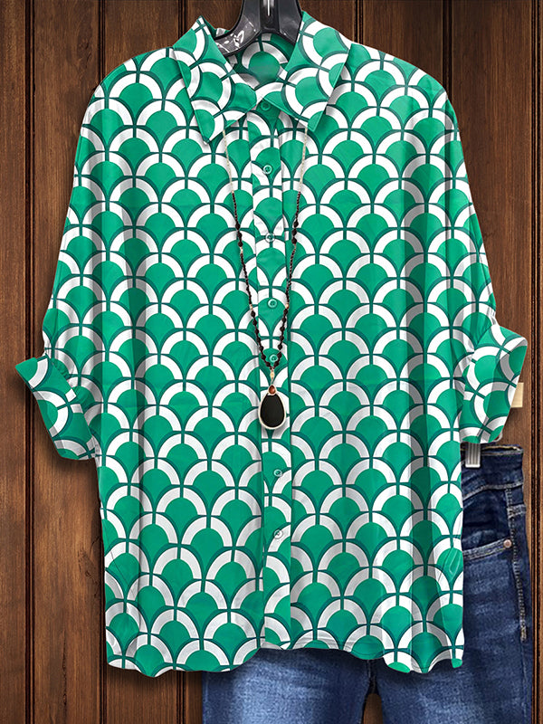 Geometric Print Loose Casual Blouse