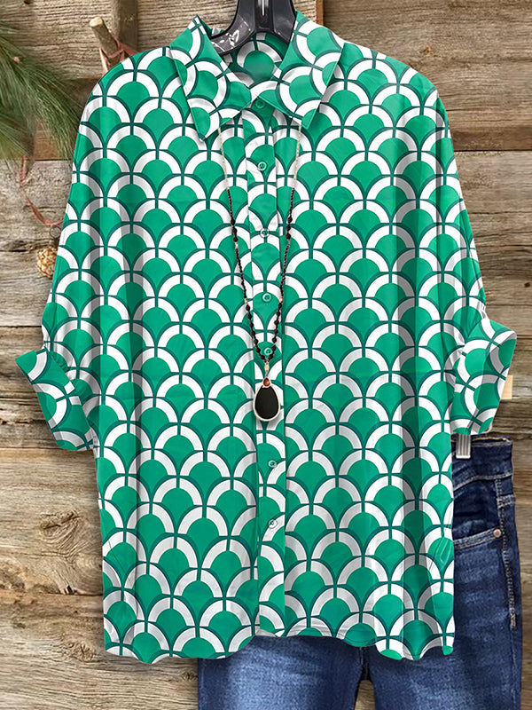 Geometric Print Loose Casual Blouse