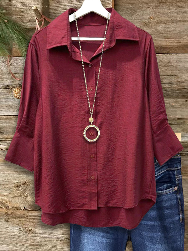 Vintage Burgundy Lapel Blouse