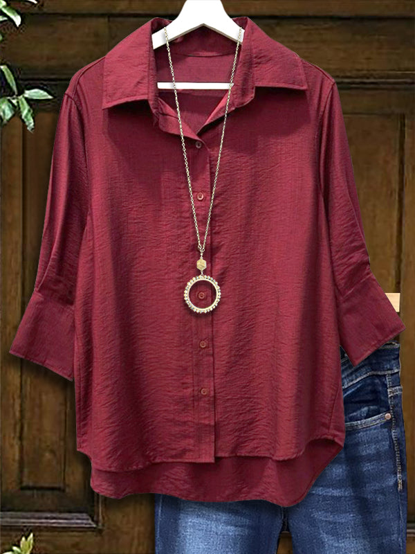 Vintage Burgundy Lapel Blouse