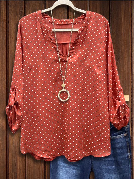 Polka Dot Print Loose Blouse