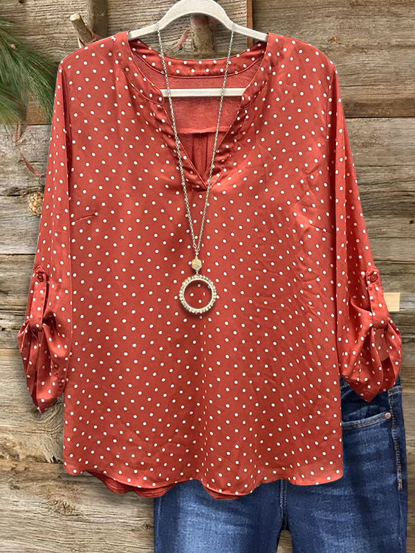 Polka Dot Print Loose Blouse