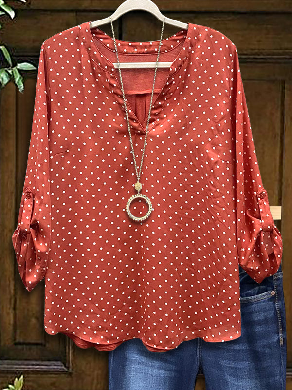 Polka Dot Print Loose Blouse