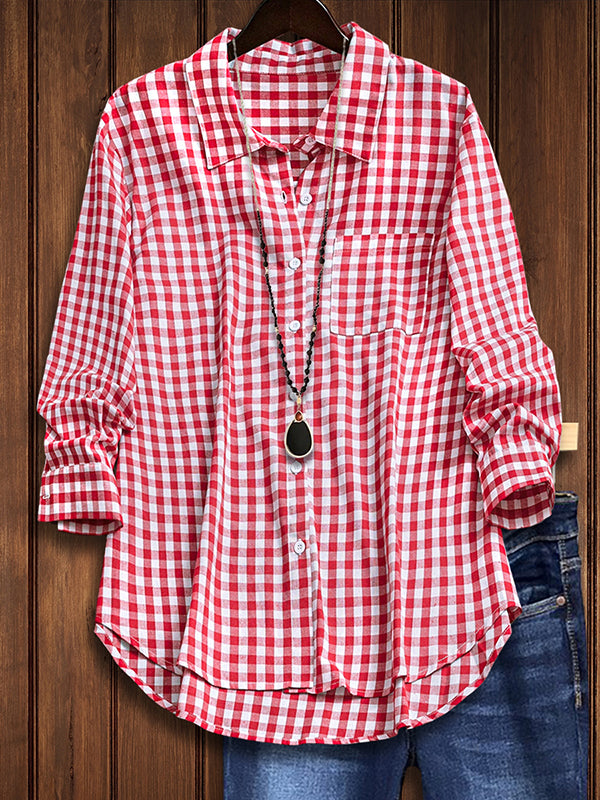 Red Plaid Patch Pocket Shirt