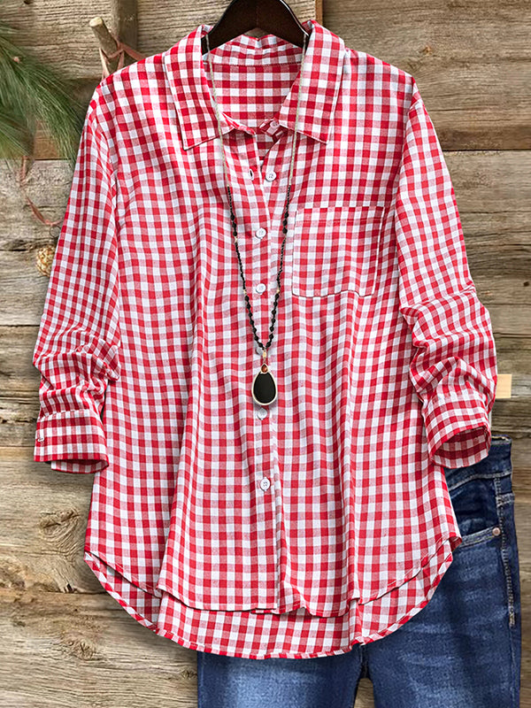 Red Plaid Patch Pocket Shirt