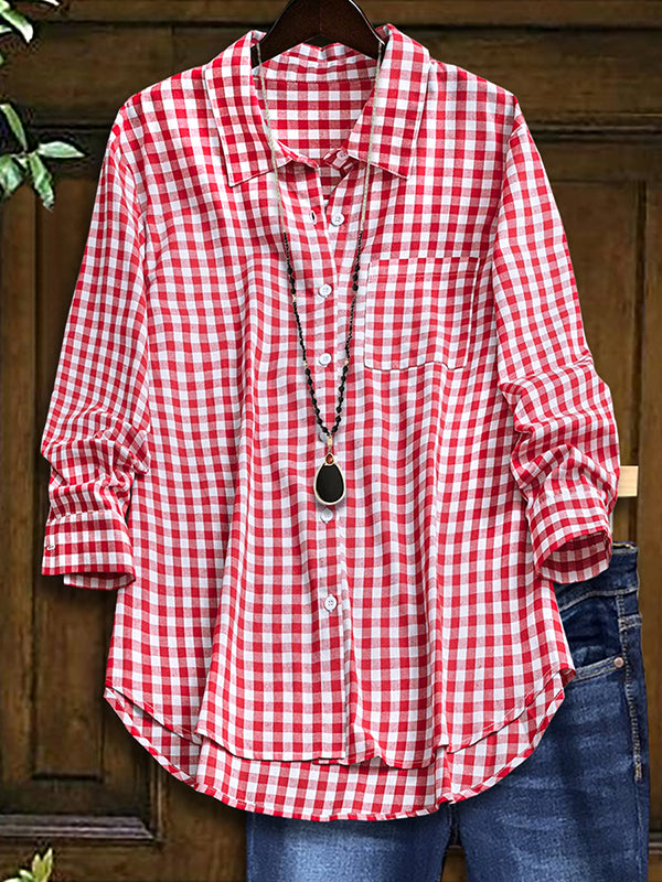 Red Plaid Patch Pocket Shirt