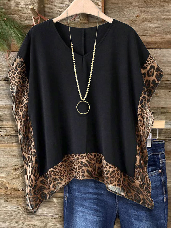 Leopard Print Bat Sleeve Blouse