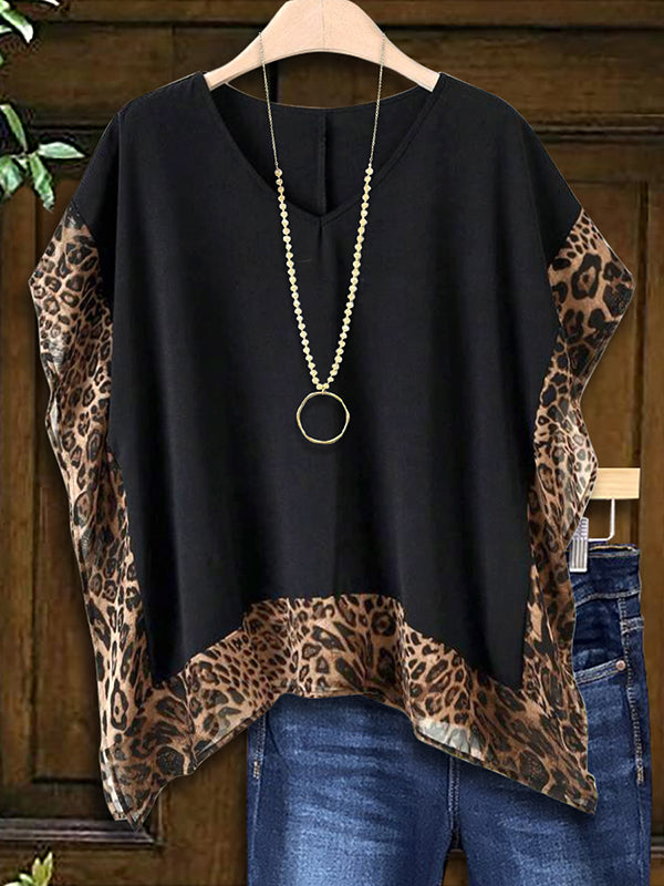 Leopard Print Bat Sleeve Blouse