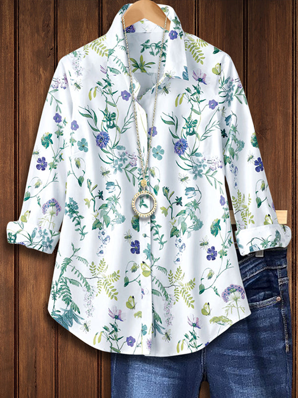 Nature Floral Print Casual Blouse