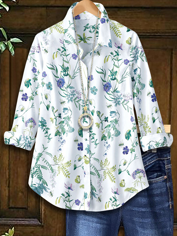 Nature Floral Print Casual Blouse