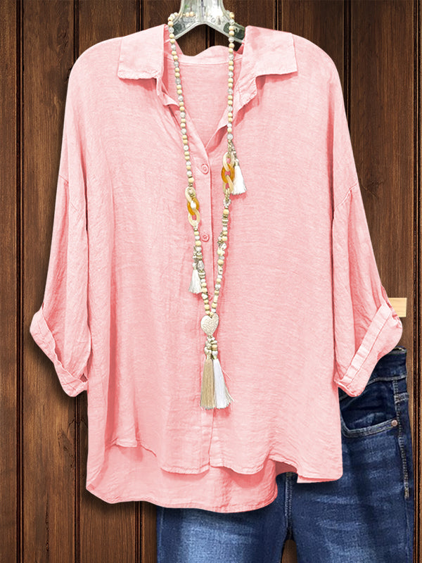 Pink Loose Linen Blouse
